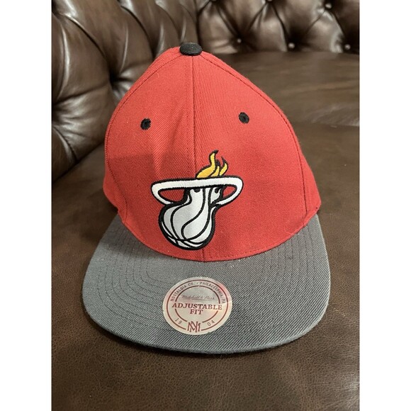 Mitchell & Ness Other - Miami Heat Mitchell & Ness Snapback Hat Red Gray NBA Adjustable Cap
